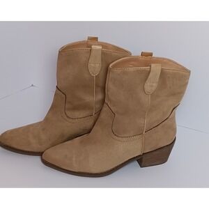 Code West womens cowgirl boots Tan Ankle Booties 9.5 western suede pointed toe
